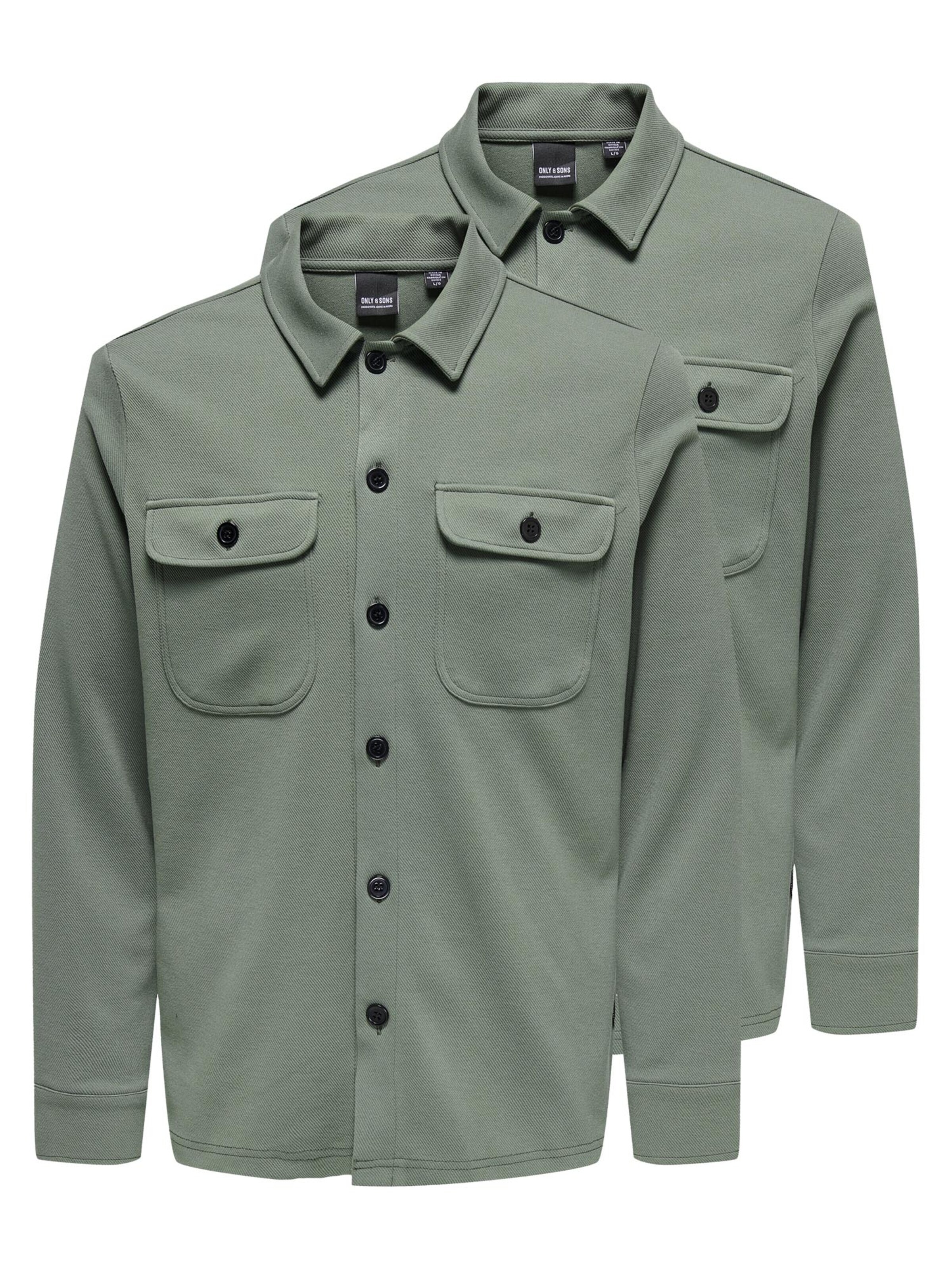 Only & Sons Button Up Shirt 'Newkodyl' in Green: front