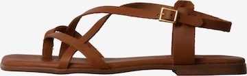 Oh my Sandals Sandały 'Flache Ledersandalen' w kolorze brązowy: przód