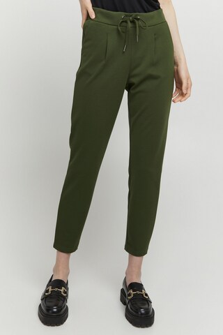 b.young Slim fit Pleat-Front Pants 'Rizetta' in Green: front