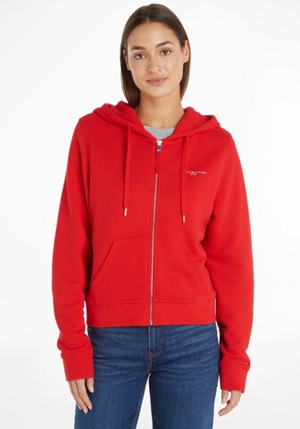 TOMMY HILFIGER - Sudadera con cremallera en rojo: frente