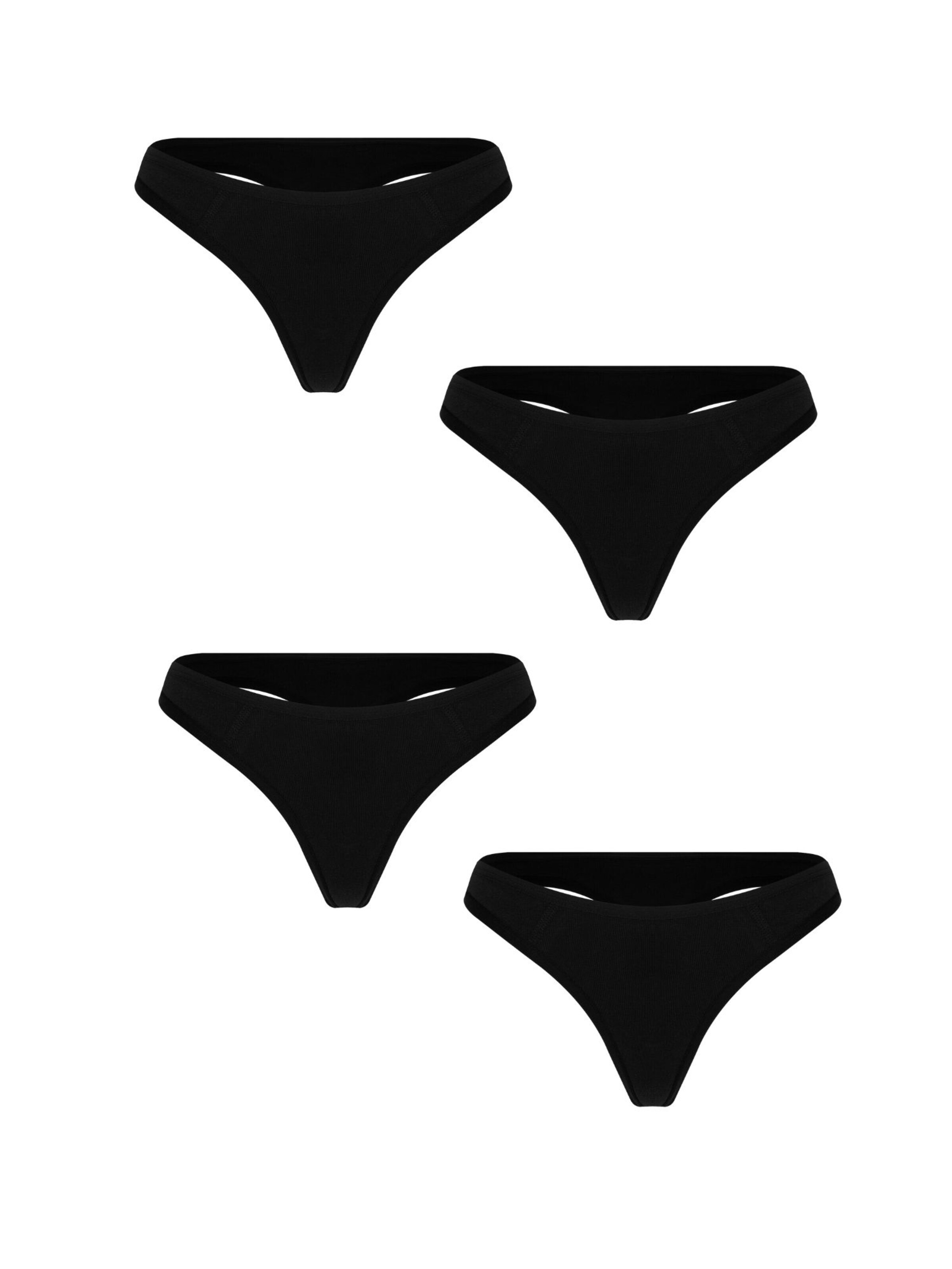 Albero Natur String '4er Pack Damen Bio Baumwoll Tanga-Slip'‌‌‌‌‌ in Schwarz: Vorderseite