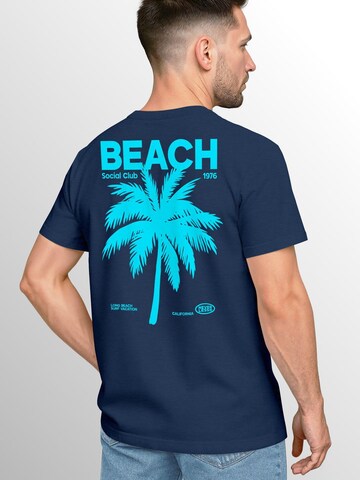 Neverless Shirt 'Beach Club Palme' in Blue