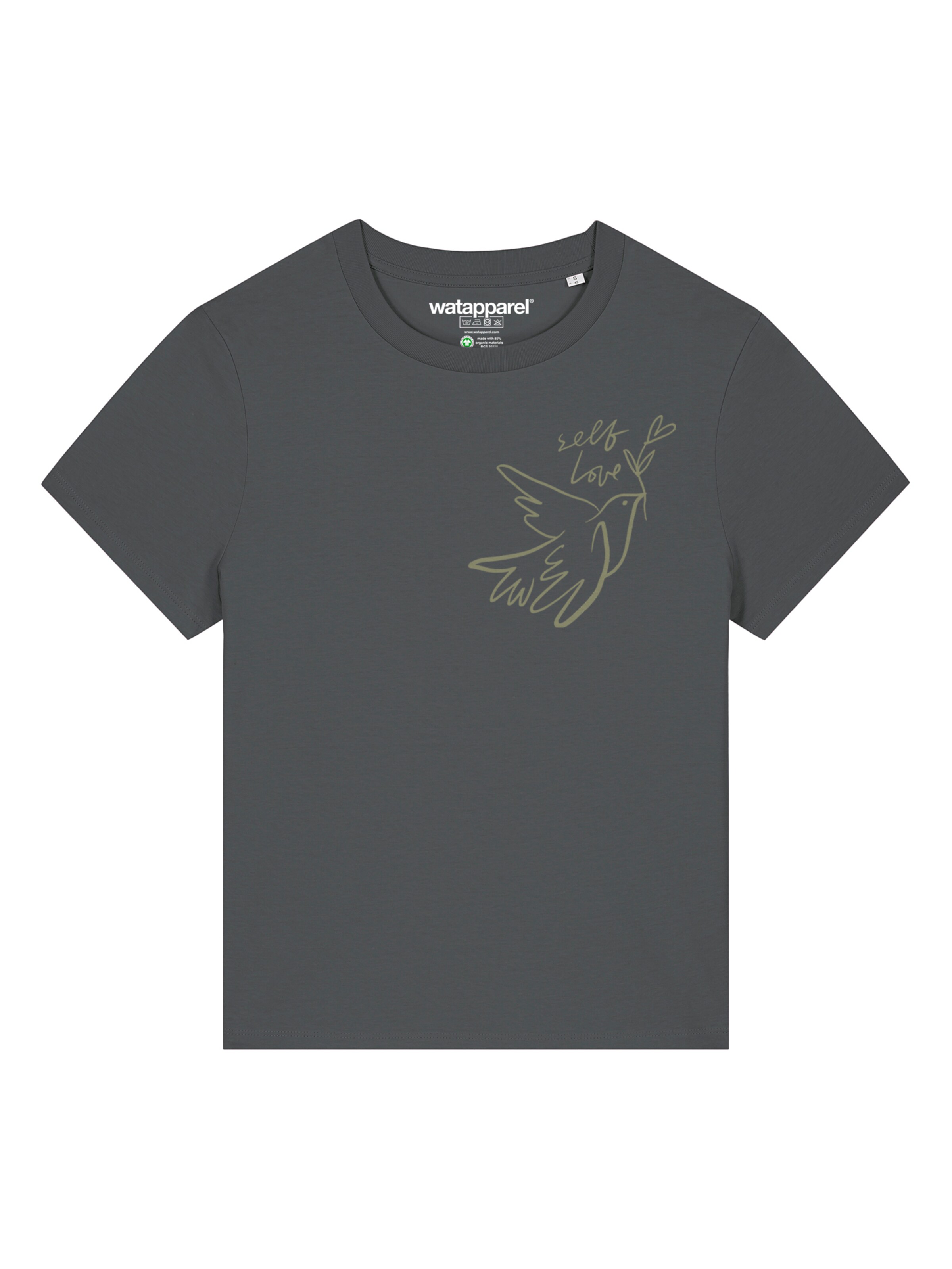 Maglietta 'Self love' di Watapparel in grigio: frontale