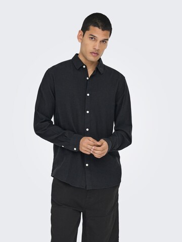 Only & Sons Slim fit Overhemd 'ONSCaiden' in Zwart: voorkant