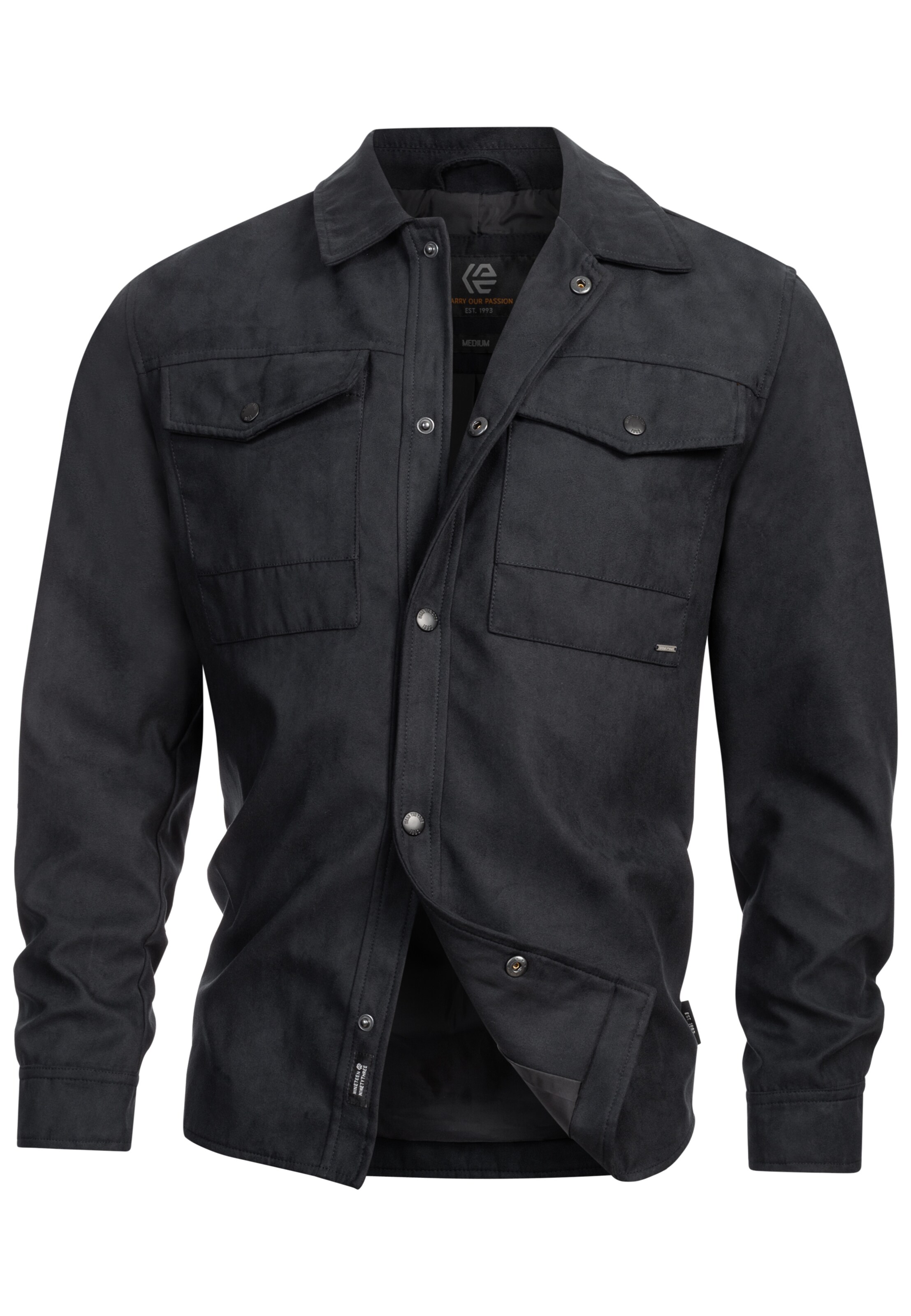 INDICODE JEANS Overhemd ' INFinny ' in Zwart: voorkant