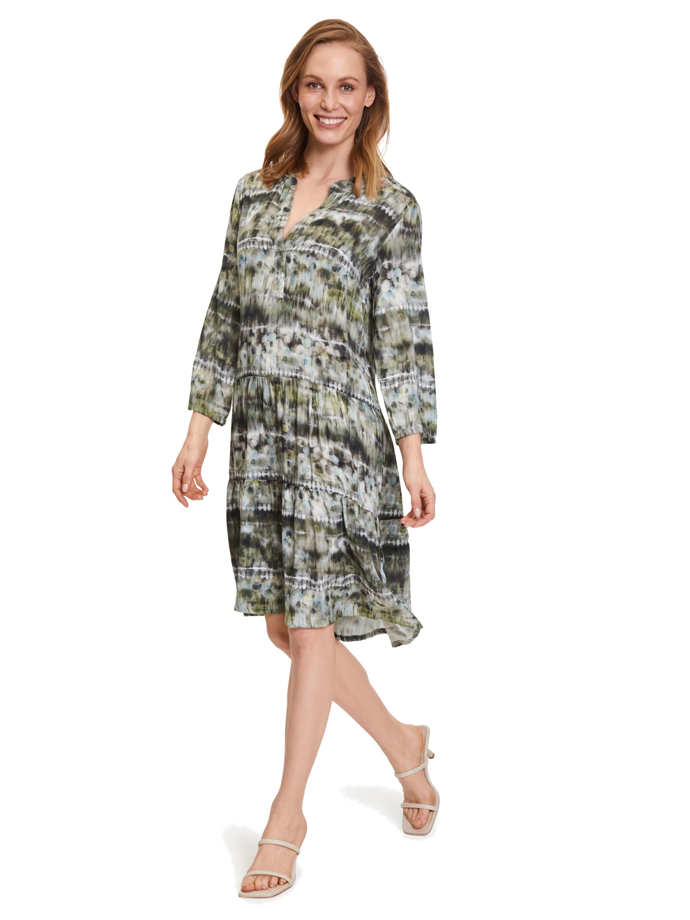 Frauen Große Größen Betty Barclay Casual-Kleid mit 3/4 Arm in Grün - LR12108 Frauen Große Größen Betty Barclay Casual-Kleid mit 3/4 Arm in Grün - LR12108