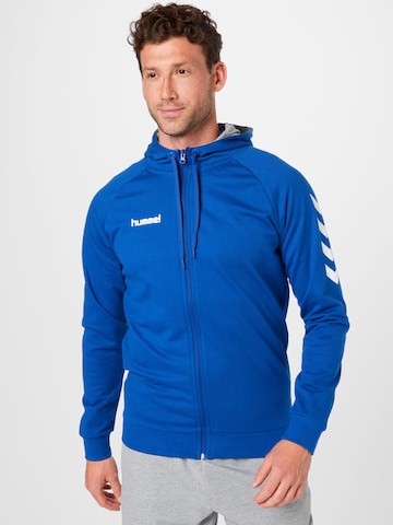 Hummel Bluza rozpinana sportowa w kolorze niebieski: przód