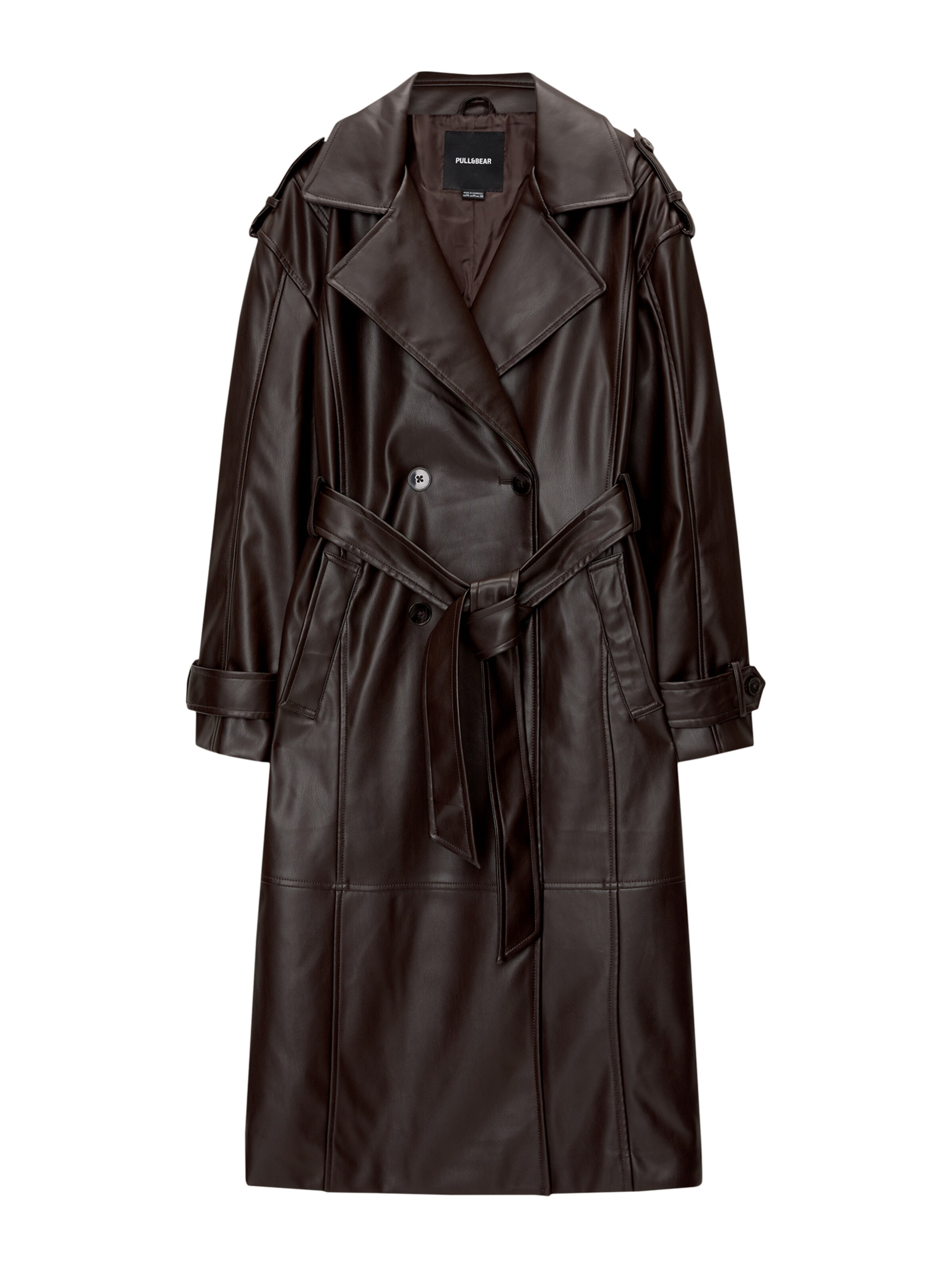 Pull And Bear Trenchcoat Pull&Bear Between-Seasons Coat In Dark - Main Image