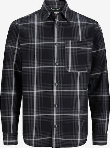 JACK & JONES Comfort fit Button Up Shirt in Black: front