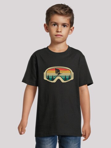 F4NT4STIC T-Shirt 'Retro Skibrille Wintersport' in Schwarz: Vorderseite