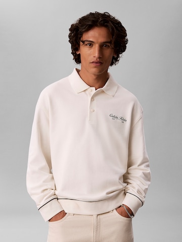 Sweat-shirt Calvin Klein Jeans en beige : devant