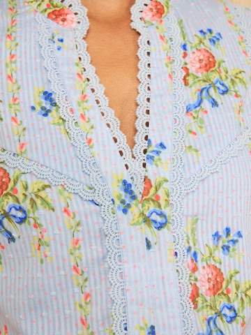Chemisier love & roses en bleu