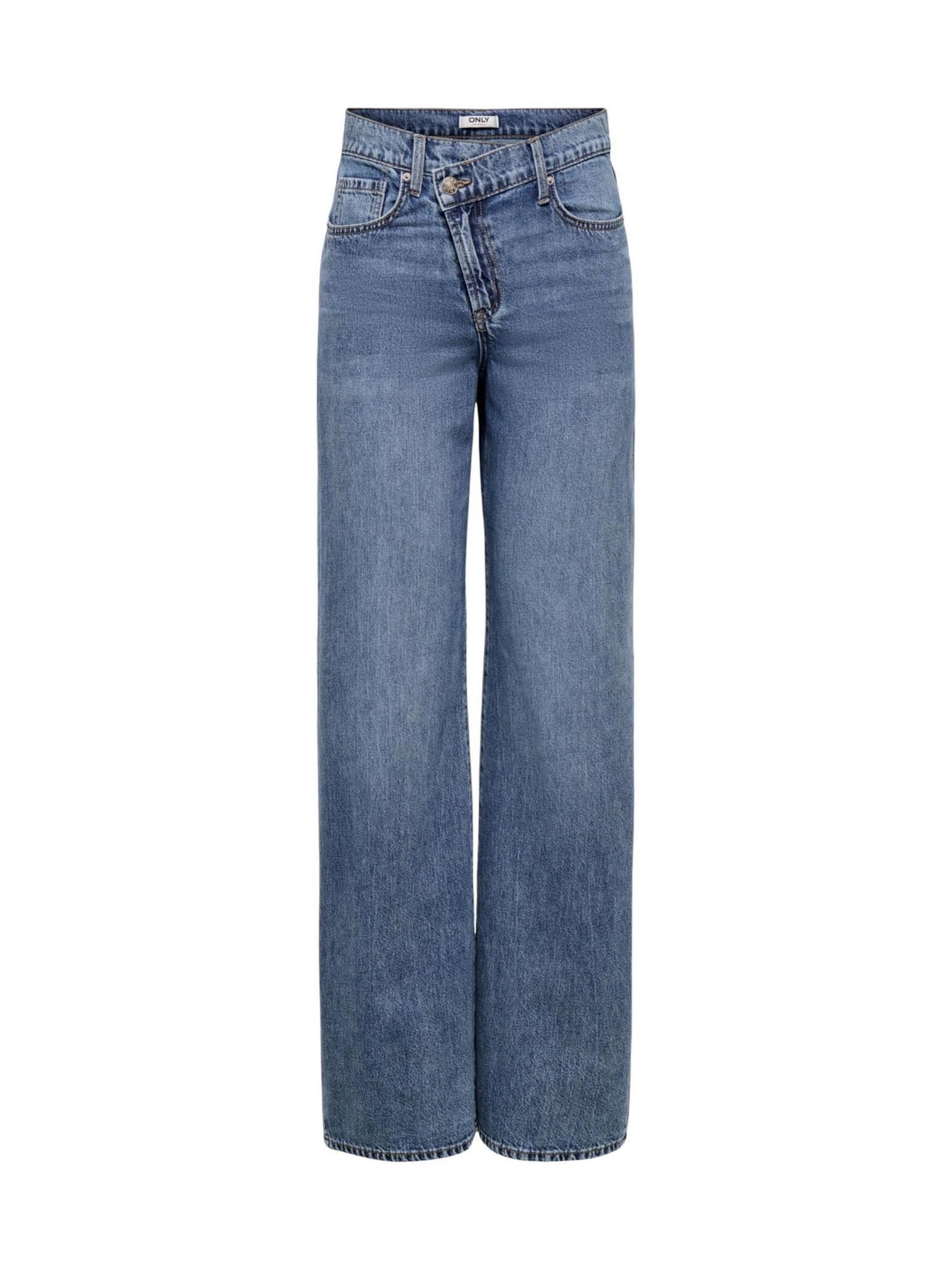 Wide leg Jeans 'Onlhope Mw Wideuneven Closure Dnm Pim 15366323' di ONLY in blu