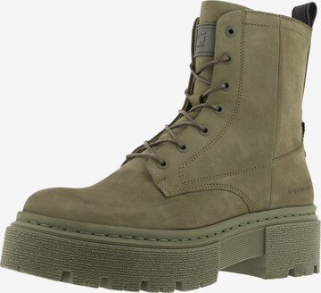 G-Star RAW - Botines con cordones 'KAFEY' en verde: frente