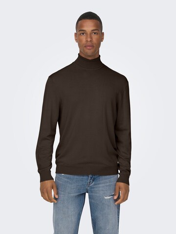 Only & Sons Sweater in Brown: front