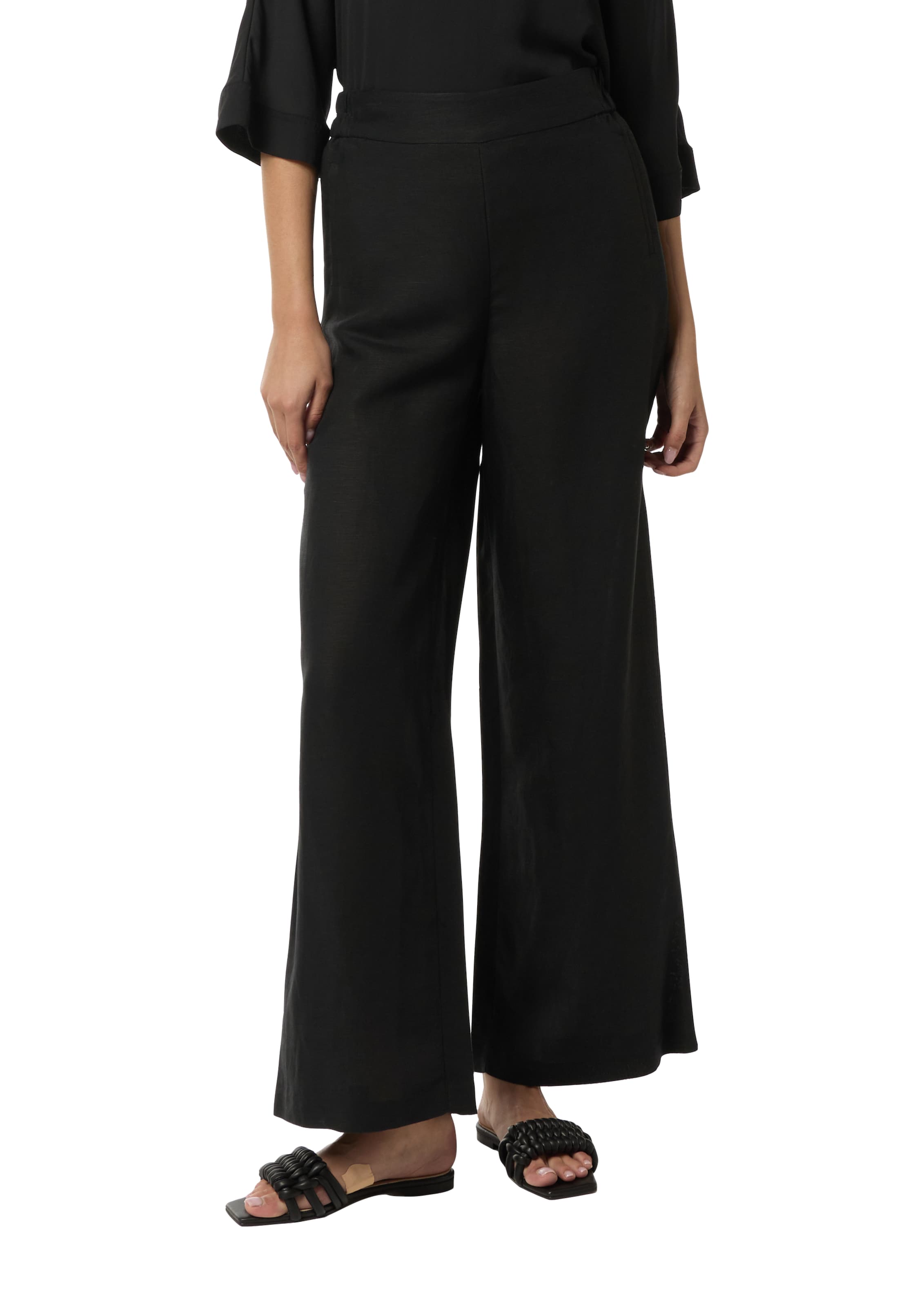 COMMA Široke hlačnice Hlače | črna barva: sprednja stran