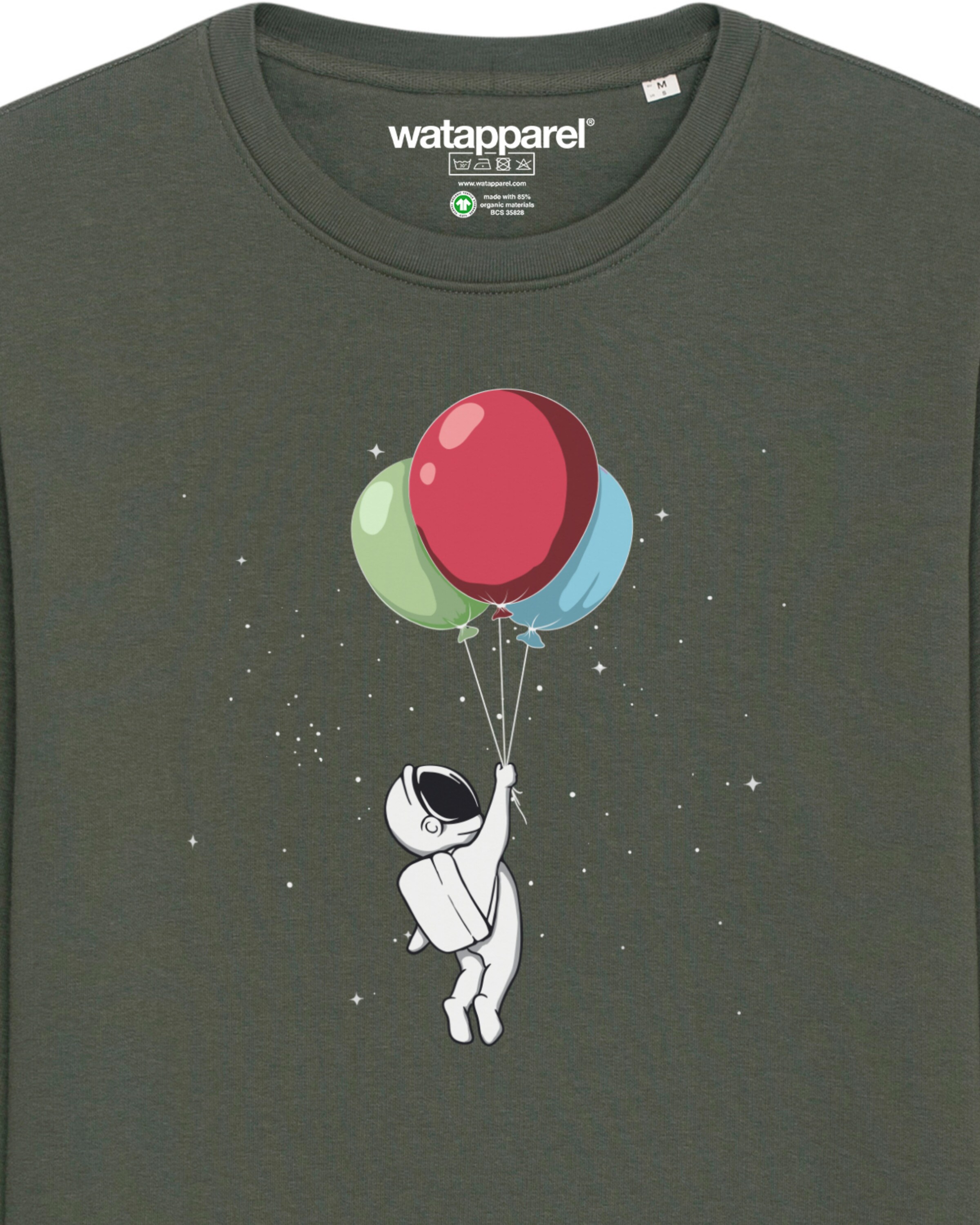 Felpa ' Little Balloon Astronaut ' di Watapparel in verde