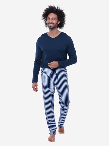 Mey Long Pajamas 'Graphic Stripes' in Blue