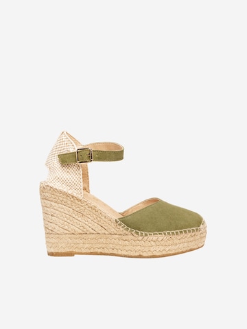 Alhamas Sandalen met riem 'Alpargata Cuña 10 cm' in Groen: voorkant