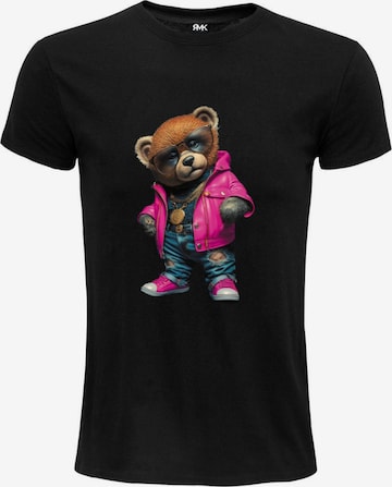 RMK Shirt 'Lederjacke Teddy Bär' in Black: front