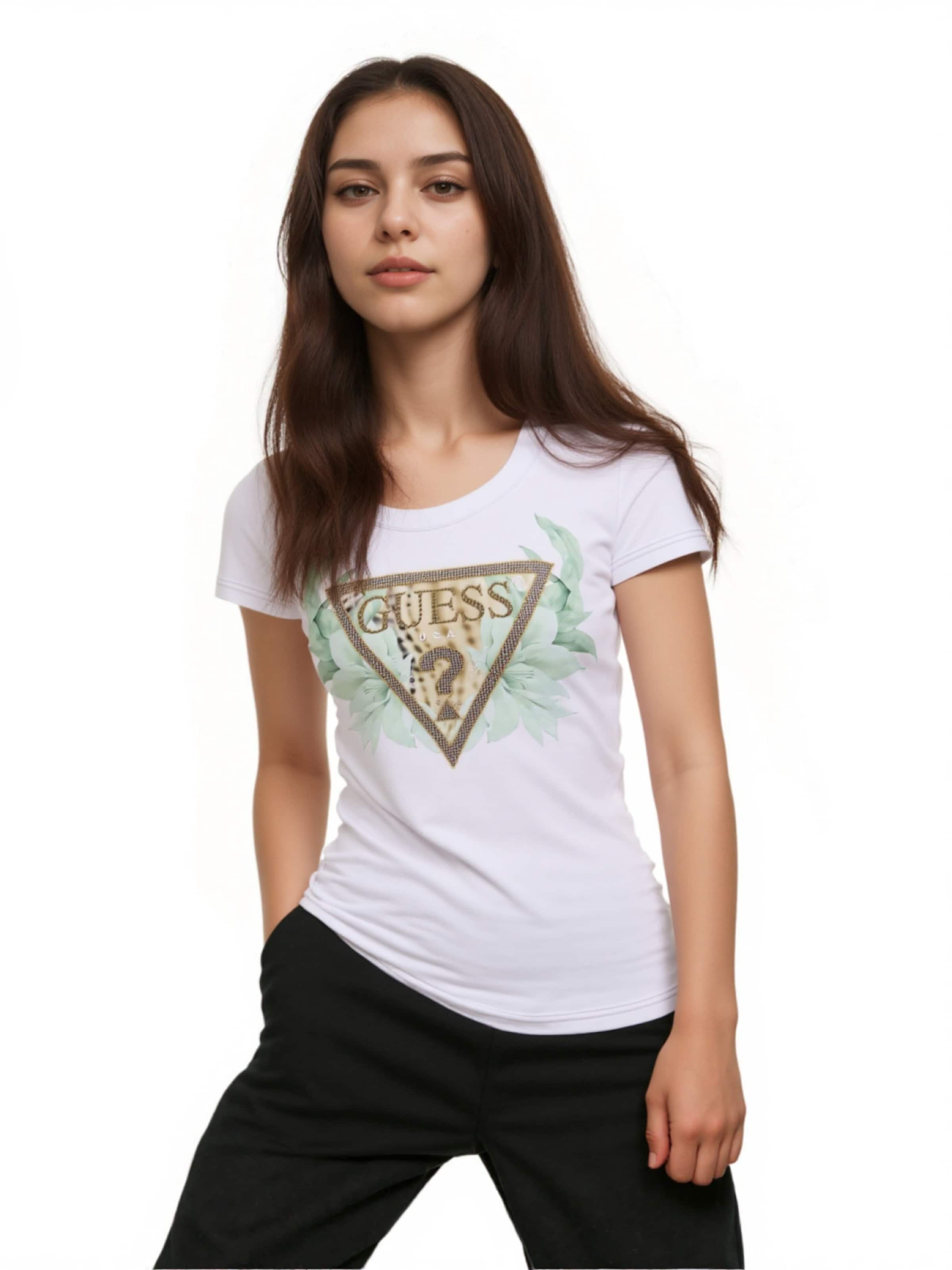 T-shirt 'Logo Lace' GUESS en blanc