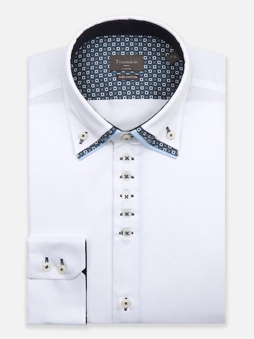 Slim fit Camicia business 'Vesuvio Iconic Satin Man Shirt Light Blue' di 7Camicie in bianco: frontale