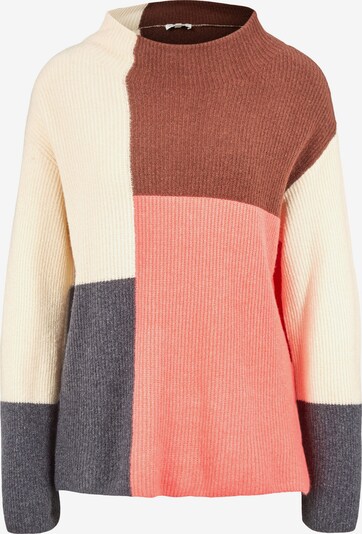 TOM TAILOR Sweater in Cream / Chestnut brown / Dark grey / Light pink, Item view