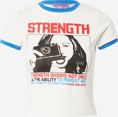 Tricou 'Strength' Edikted pe azuriu / roșu pepene / negru / alb natural, Vizualizare produs
