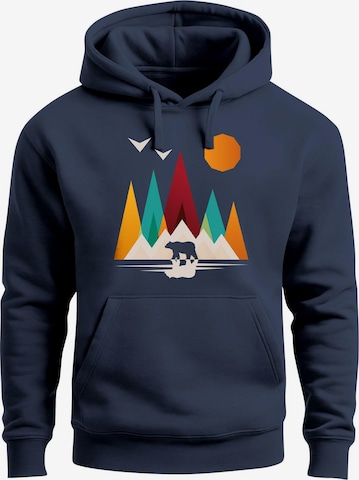 Neverless Sweatshirt 'Berg Bär Polygon' in Blau: Vorderseite