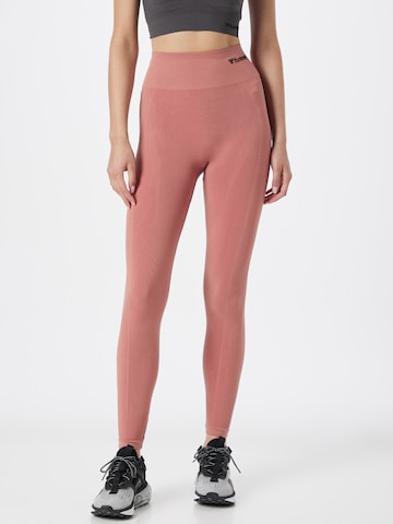 Skinny Pantalon de sport 'Tif' Hummel en rose : devant