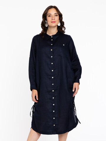 Yoek Shirt Dress in Blue: front