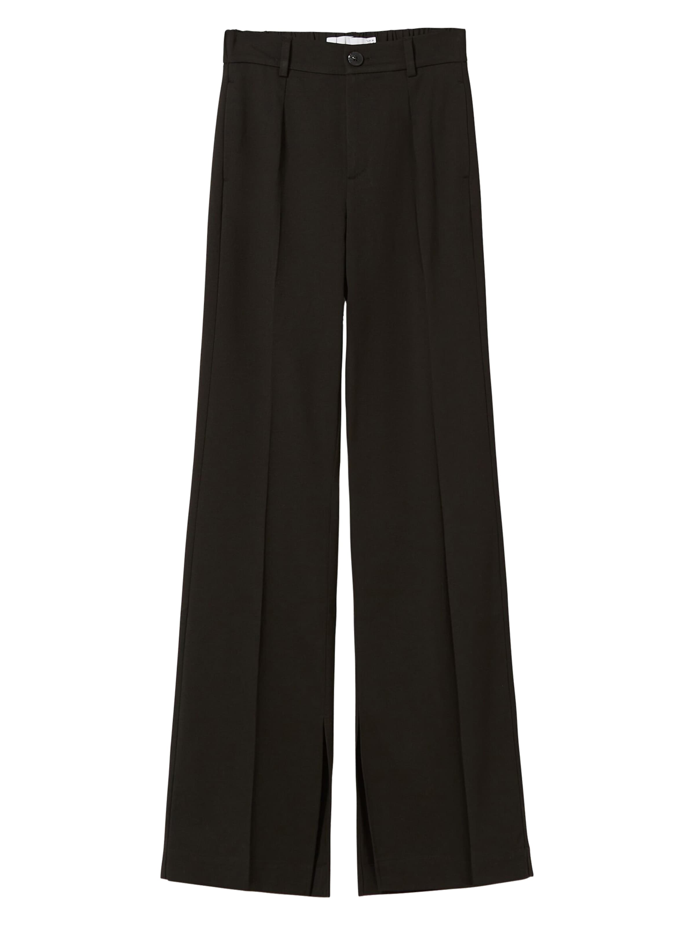 Bershka Loose fit Trousers with creases in Black: front