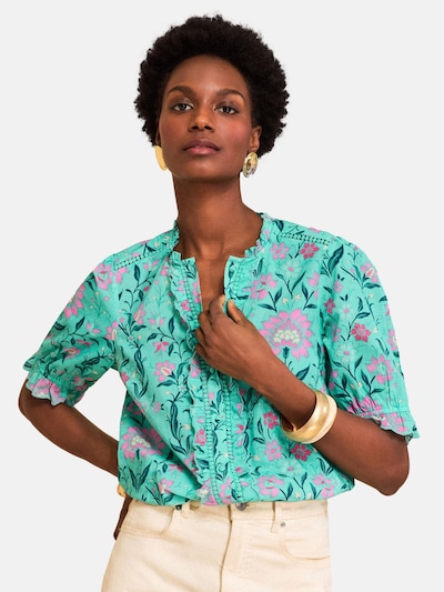 Camicia da donna in XS love & roses di colore avorio / turchese / verde scuro / rosa antico, Visualizzazione prodotti