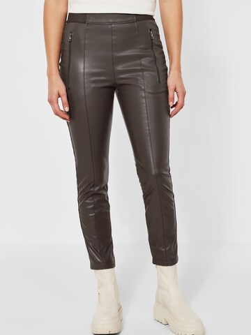 STREET ONE Skinny Broek in Bruin: voorkant