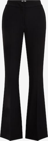 WE Fashion Flared Trousers with creases in Black: front