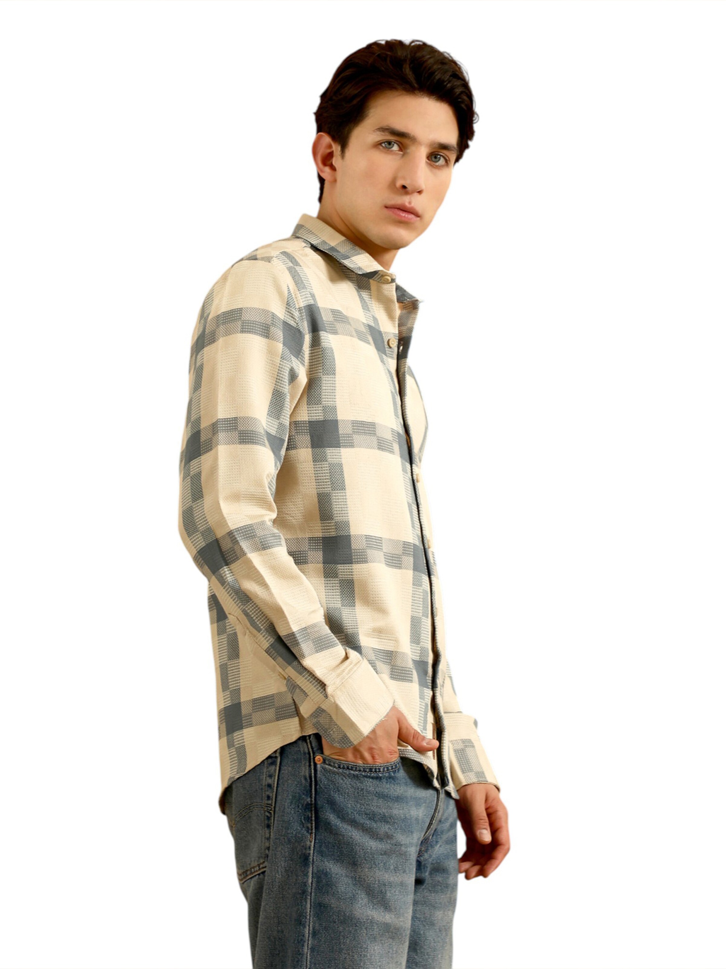 Campus Sutra Klasický střih Košile 'Anahi' – béžová