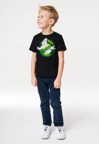 LOGOSHIRT Shirt 'Ghostbusters – Slime Logo' in Zwart