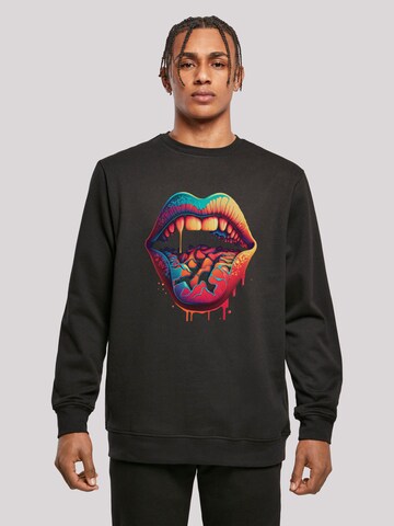 F4NT4STIC Sweatshirt 'Drooling Lips' in Schwarz: predná strana