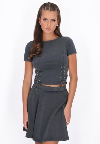 myMo ROCKS Shirt 'Rock' in Grijs: voorkant