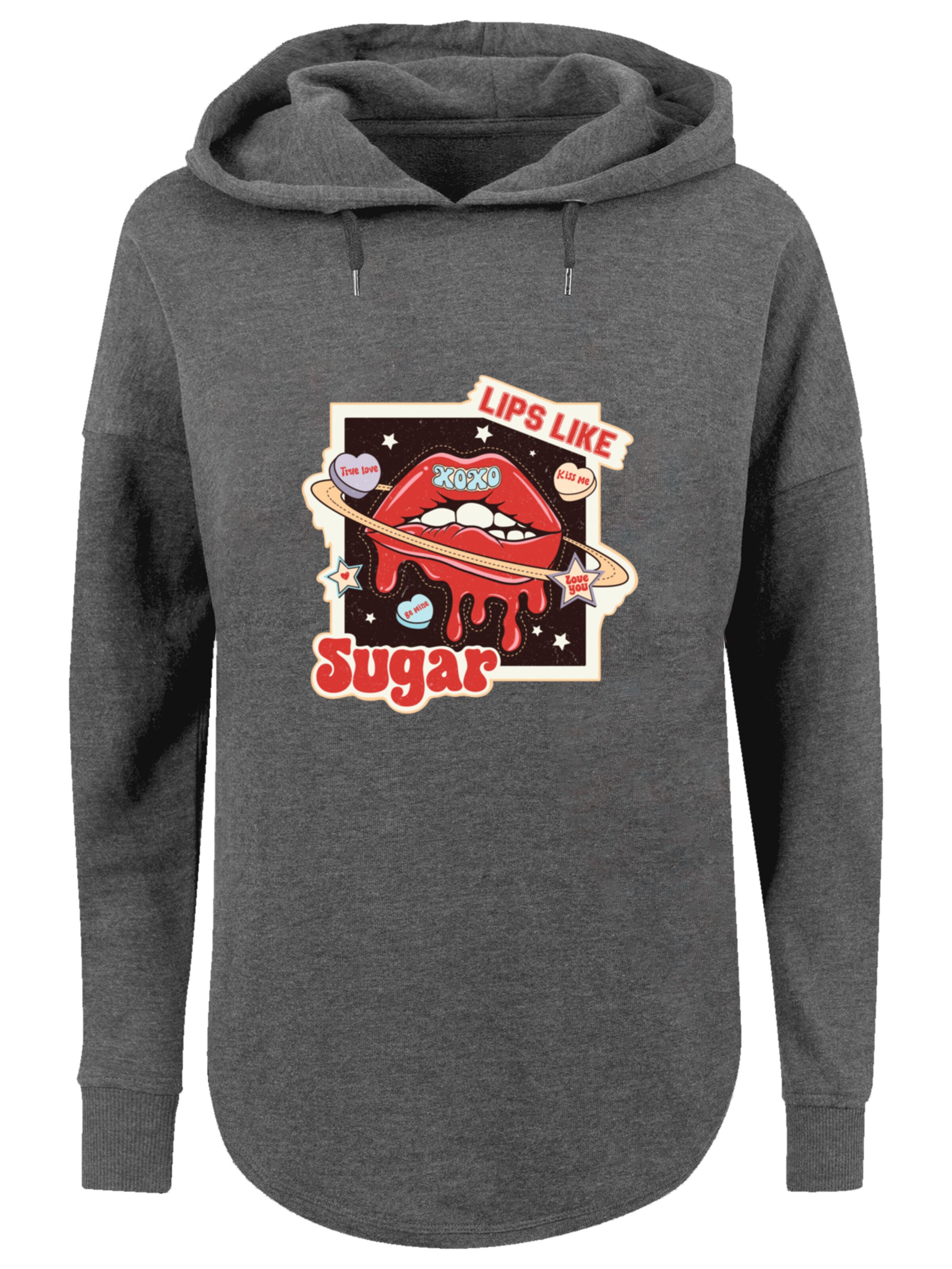 Sweat-shirt 'Lips Like Sugar Retro Fashion Valentinstag' F4NT4STIC en gris : devant