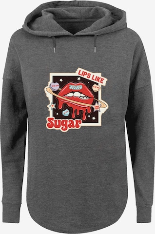 F4NT4STIC Sweatshirt 'Lips Like Sugar Retro Fashion Valentinstag' in Grau: Vorderseite