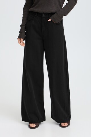 Pulz Wide leg Jeans 'ESMINE' in Zwart: voorkant