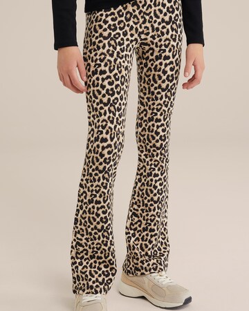 WE Fashion Flared Leggings in Brown: front