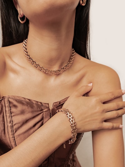 Hey Happiness Armband 'Interlocking' in One Size in de kleur Rose-goud, Productweergave