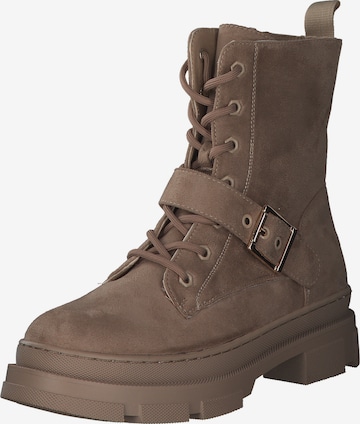 LA STRADA Lace-Up Ankle Boots in Beige: front