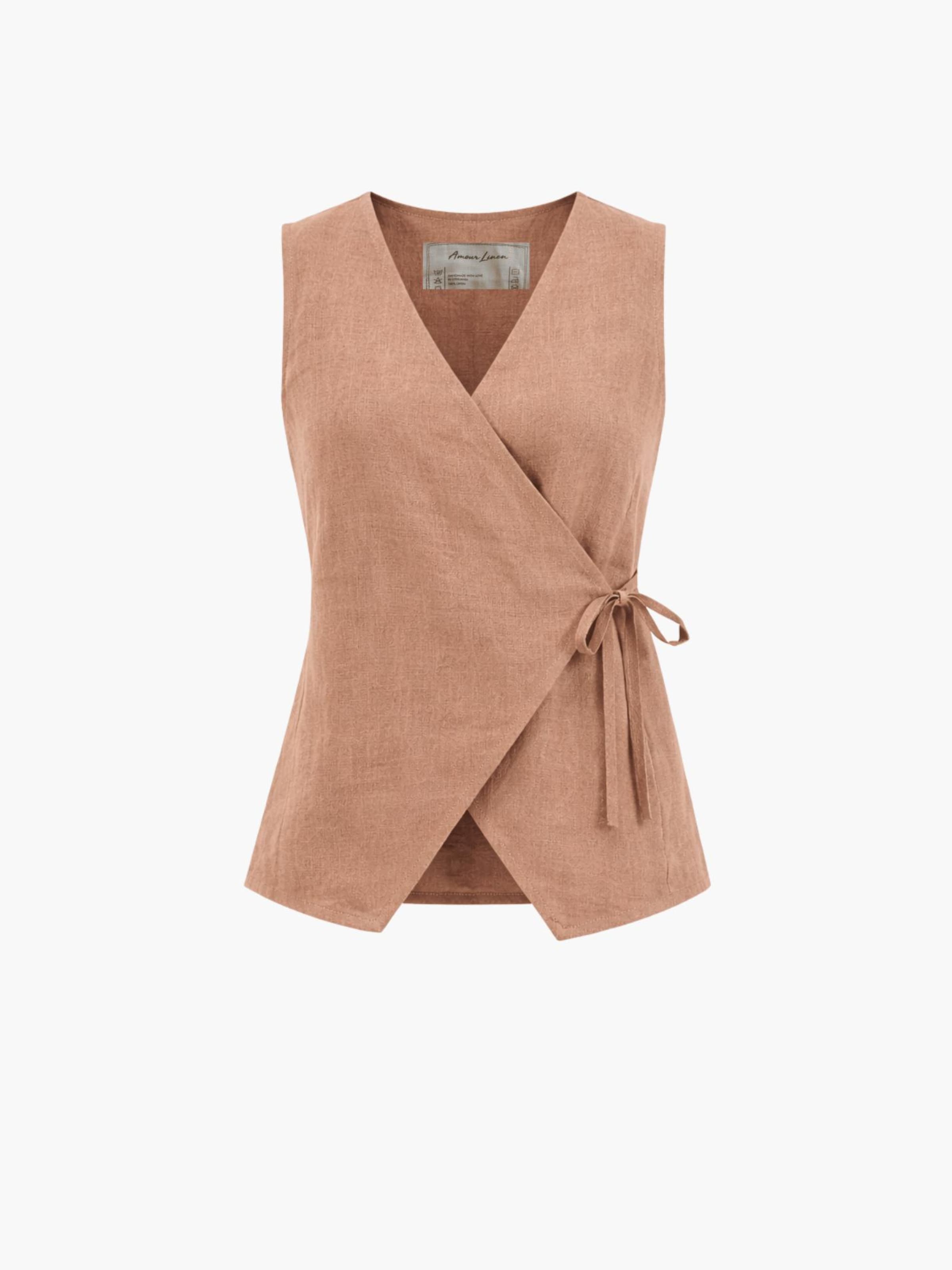 Top 'Blanca' di AmourLinen in marrone: frontale