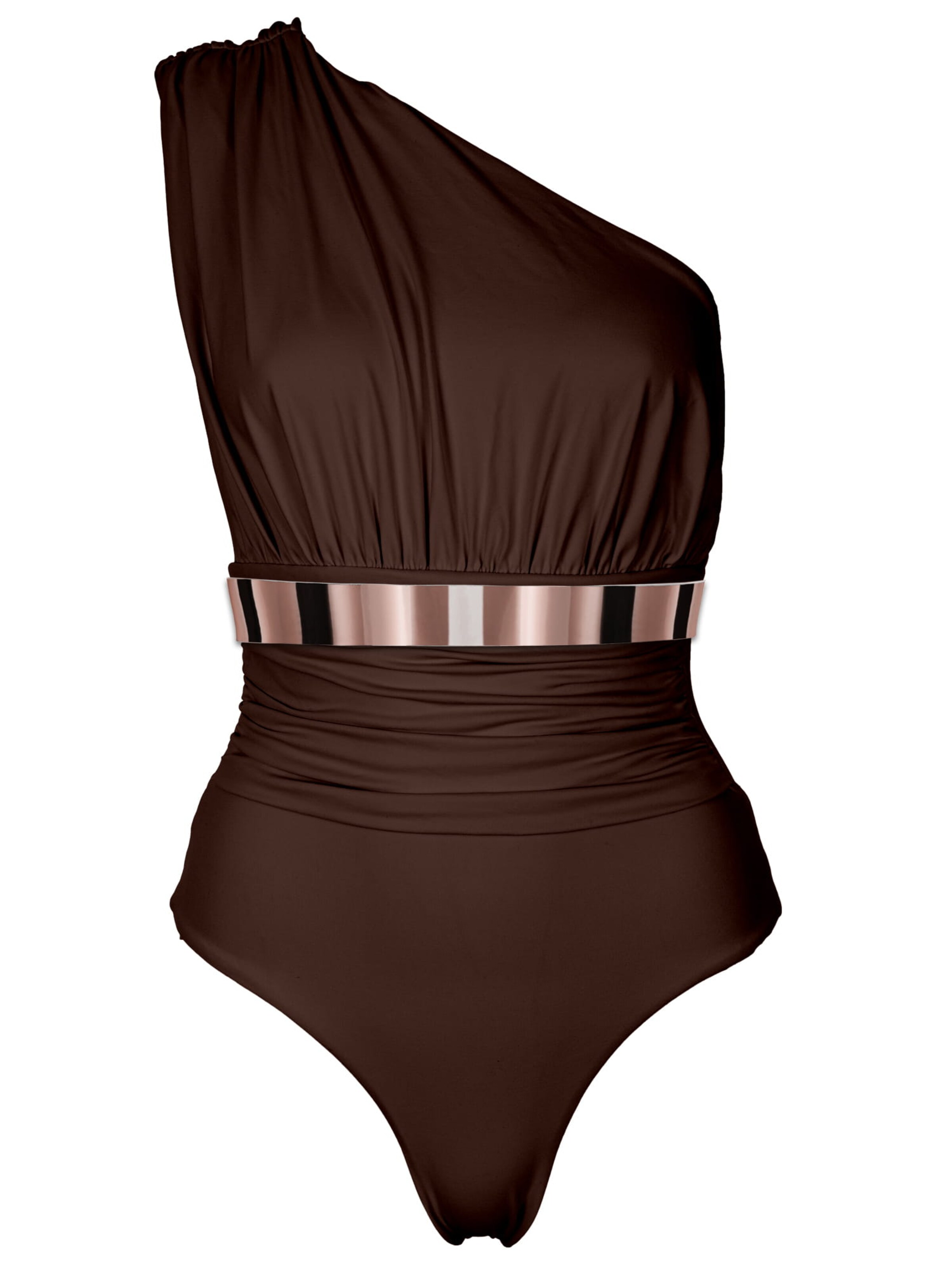 SEA ME SWIM Badeanzug 'MONACO Roségold Edition'‌‌ in Braun: Vorderseite