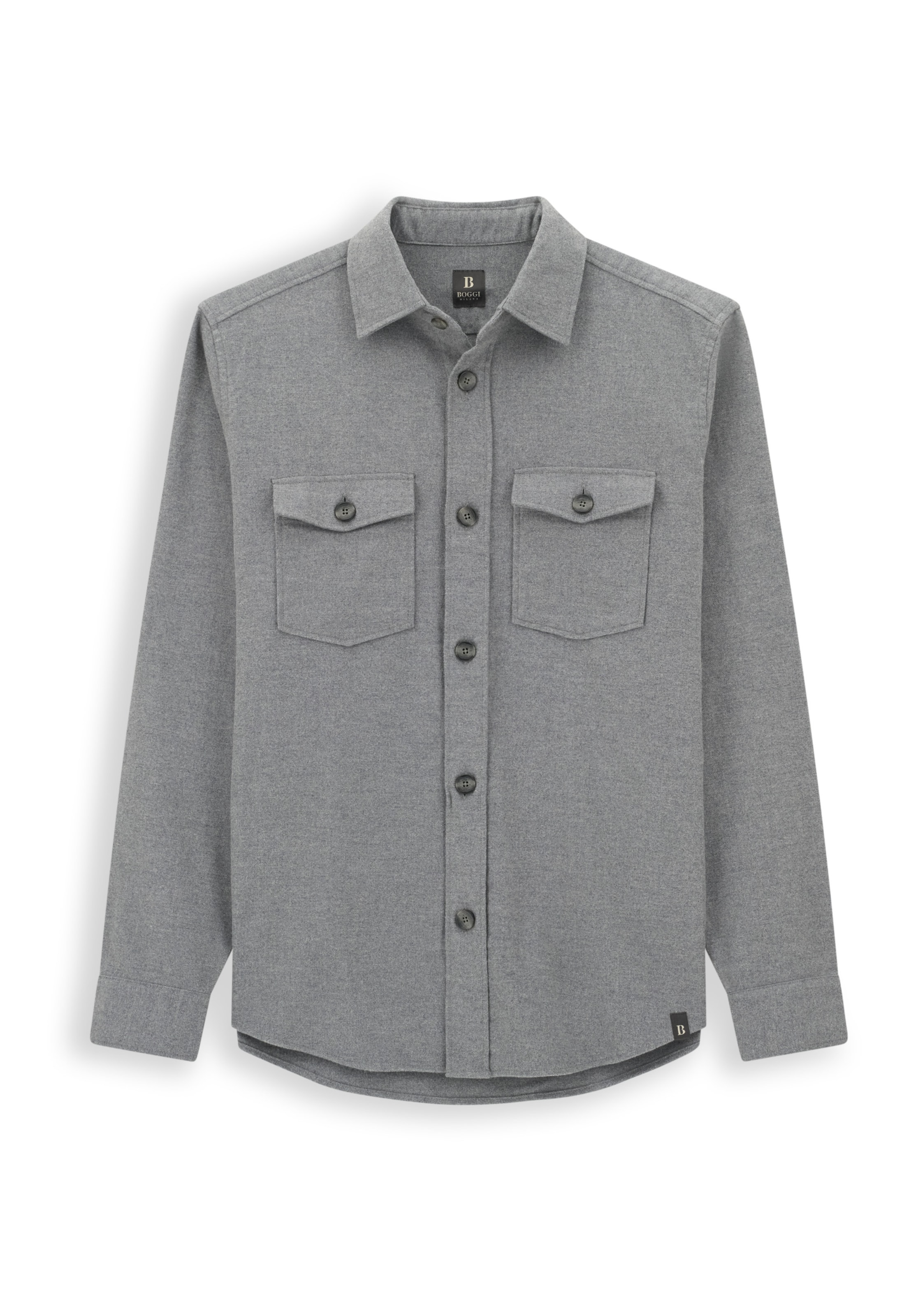 Boggi Milano Regular fit Overhemd in Grijs: voorkant