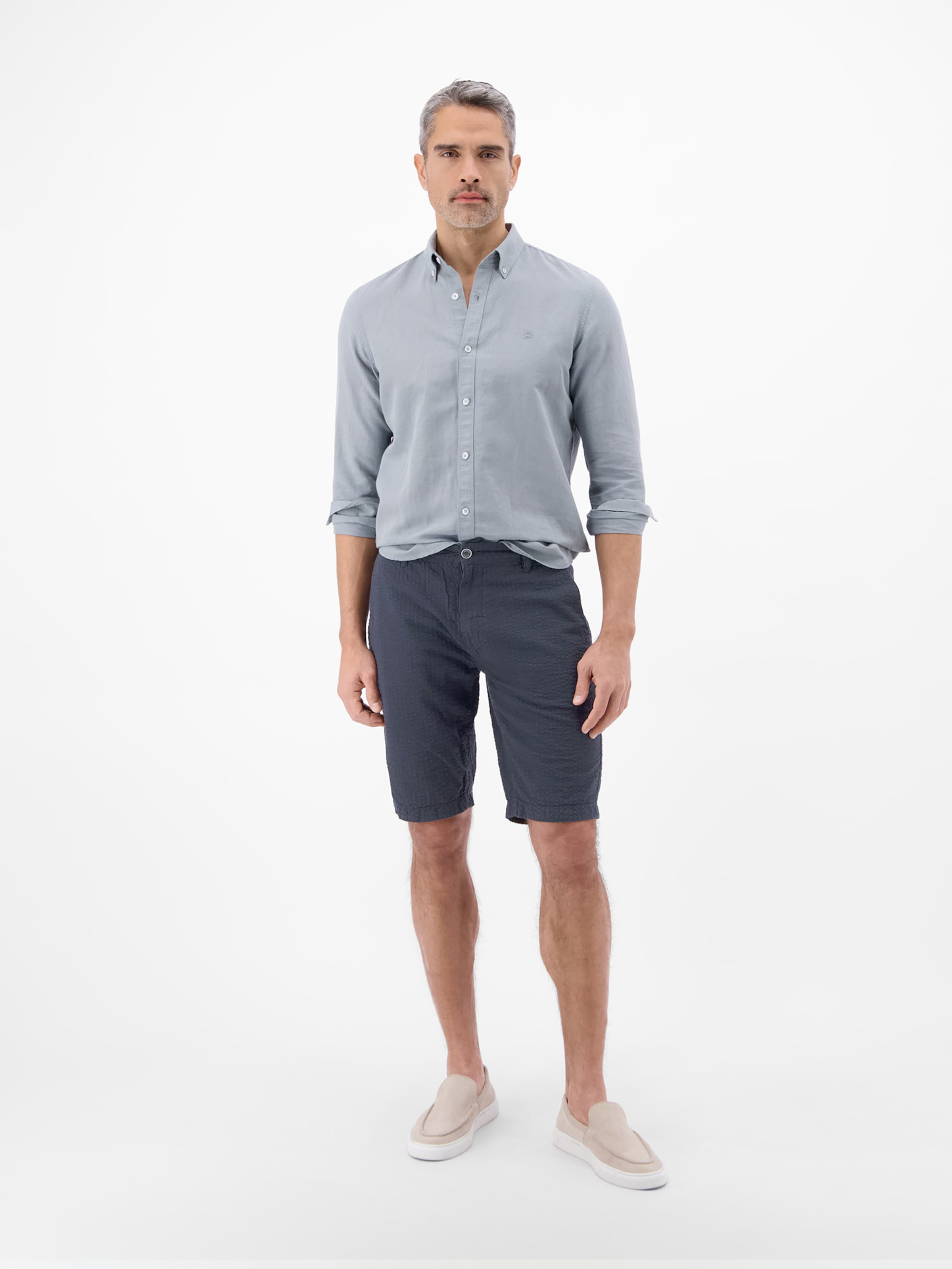 LERROS Regular Chino-Shorts aus Baumwolle in leichter Seersucker-Qualität in Blau