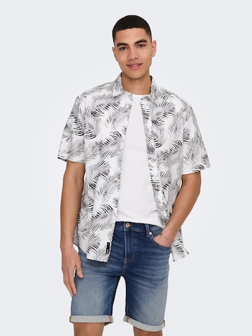 Only & Sons Regular fit Button Up Shirt 'Bes' in White